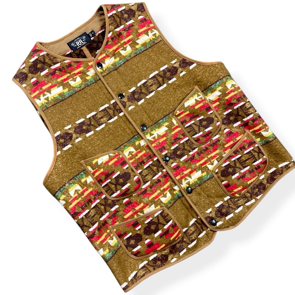 RRL Polo Ralph Lauren Native Beacon Pile Vest Fleece Lined‎ Southwest Men's XL * - Picture 2 of 16